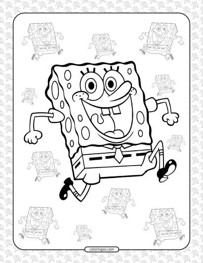 Run Spongebob Run Coloring Page