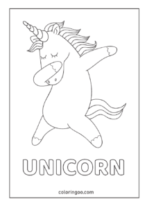 Printable Unicorn Holding a Donut Coloring Page