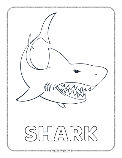 printable shark coloring pdf pages for kids