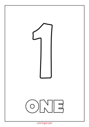 Printable Number 1 (One) Coloring Page (PDF) for Kids