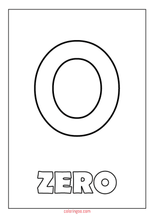 Printable Number Zero Coloring Page (PDF) for Kids