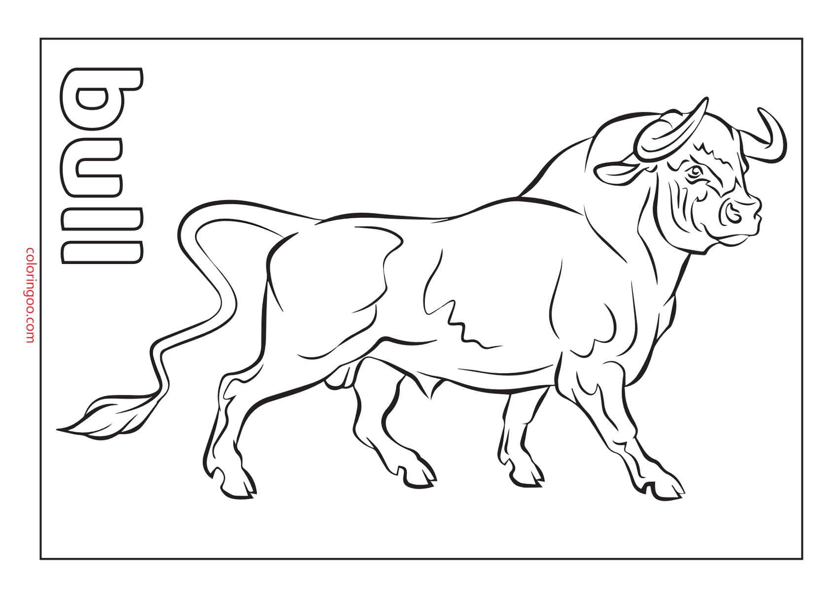 Printable Bull Coloring Page (PDF) for Kids