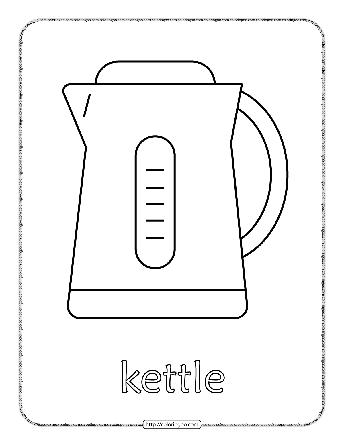 Printable Kettle Coloring Page – Book PDF
