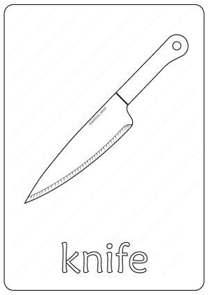 Printable Knife Coloring Page - Book PDF