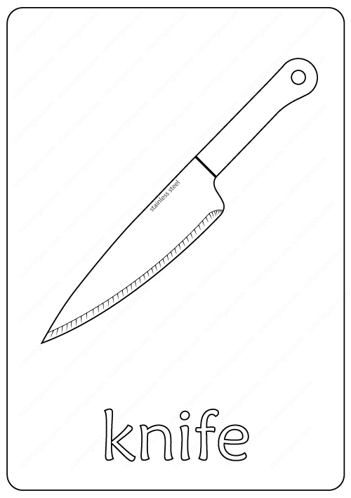Printable Knife Coloring Page – Book PDF