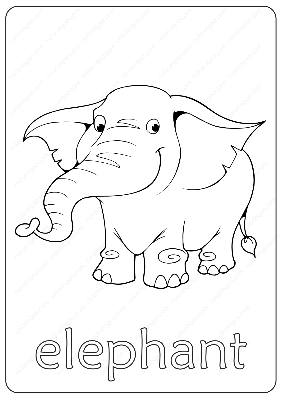 Printable Elephant Coloring Page – Book PDF