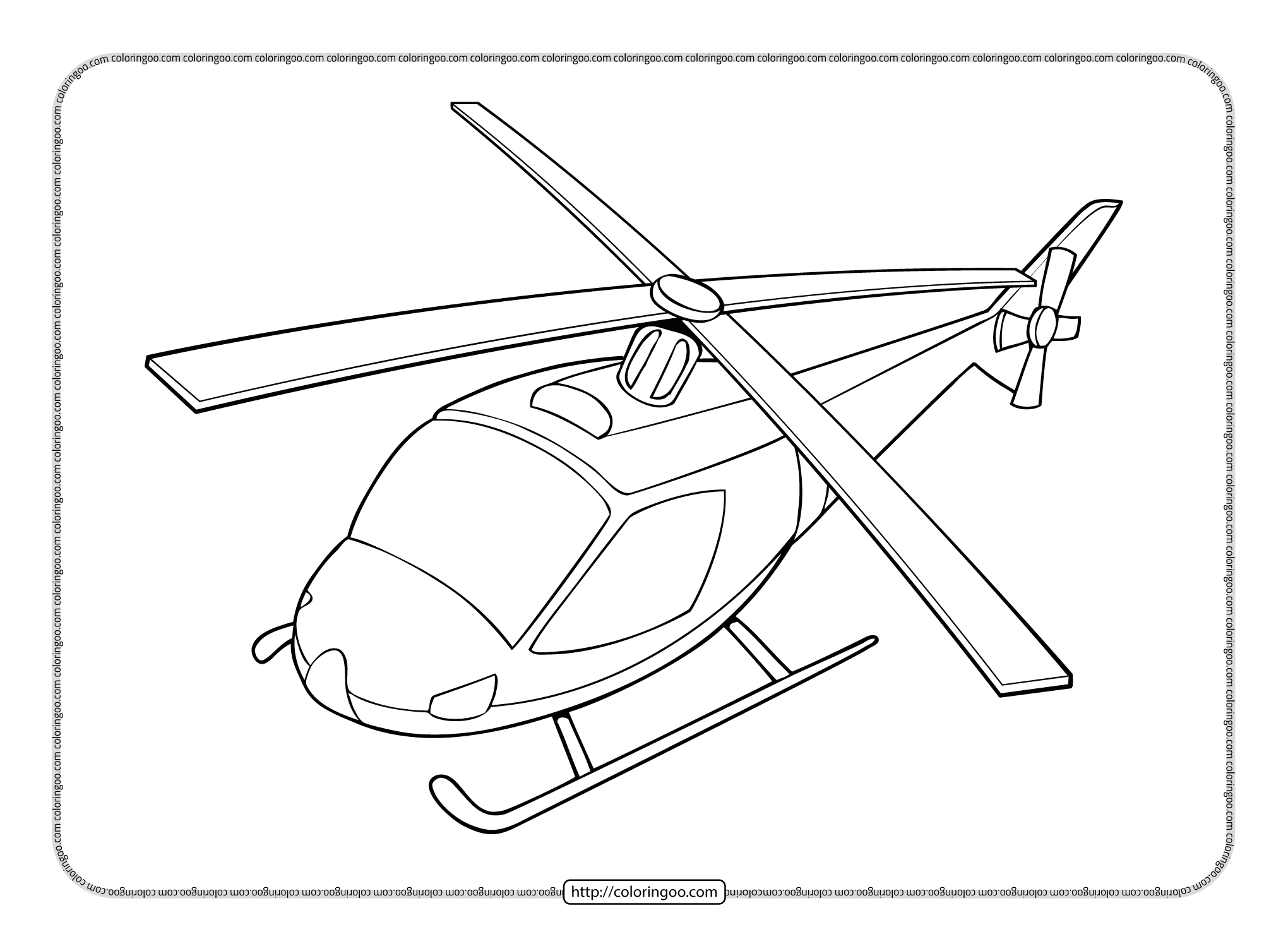 Printable Helicopter Coloring Page – Book PDF