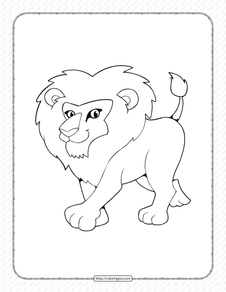 printable lion coloring page book pdf 1