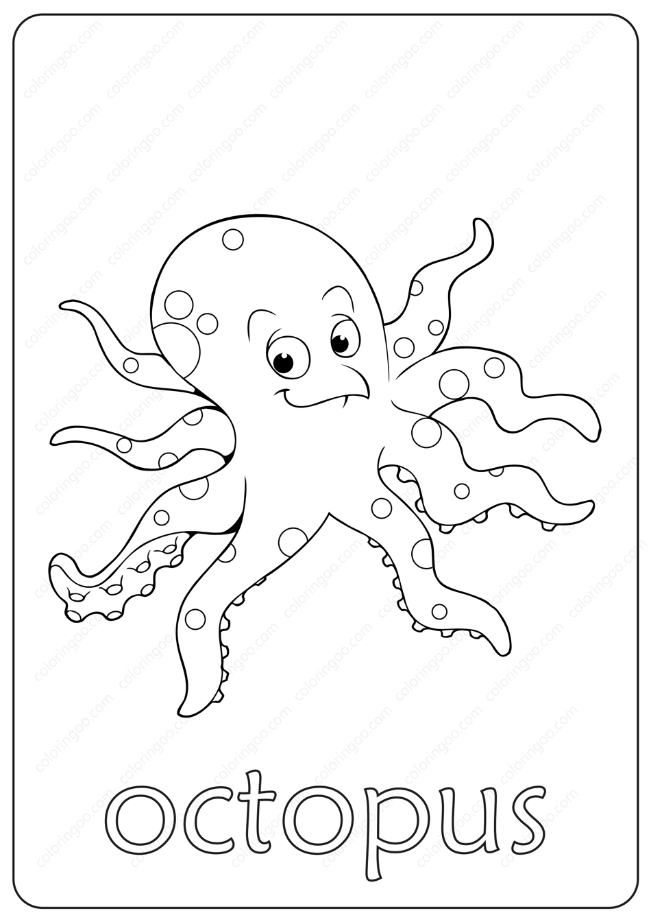 printable octopus coloring page book pdf