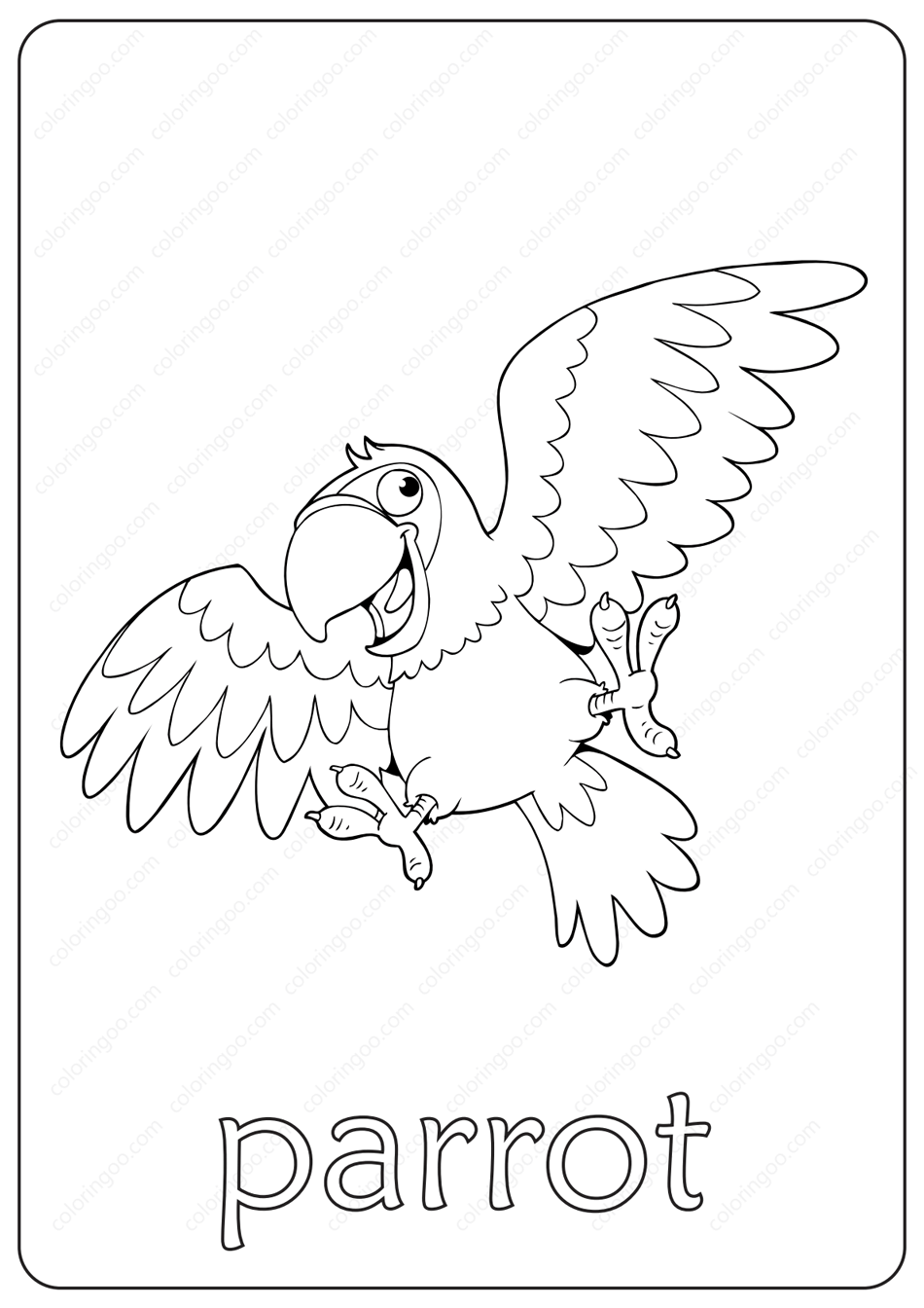Printable Parrot Coloring Page – Book PDF