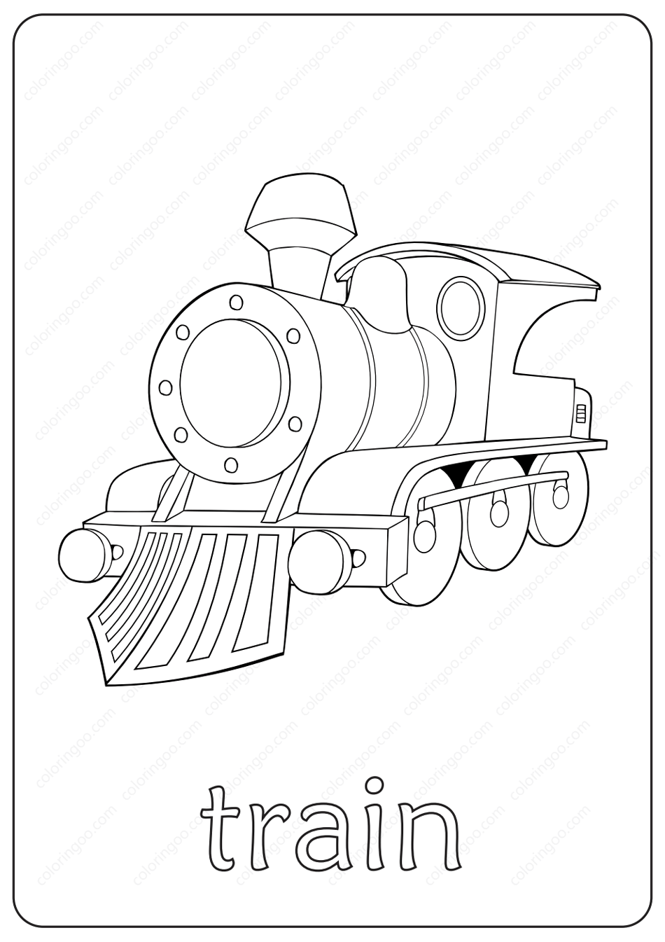 Printable Train Coloring Page – Book PDF