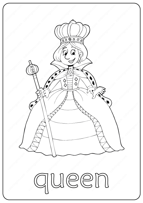 Printable Queen Coloring Page – Book PDF