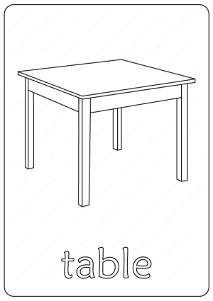 Printable Table Coloring Page - Book PDF