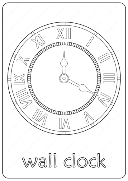 wall clock coloring page