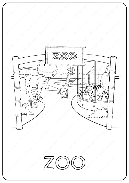 Printable Zoo Coloring Page – Book PDF