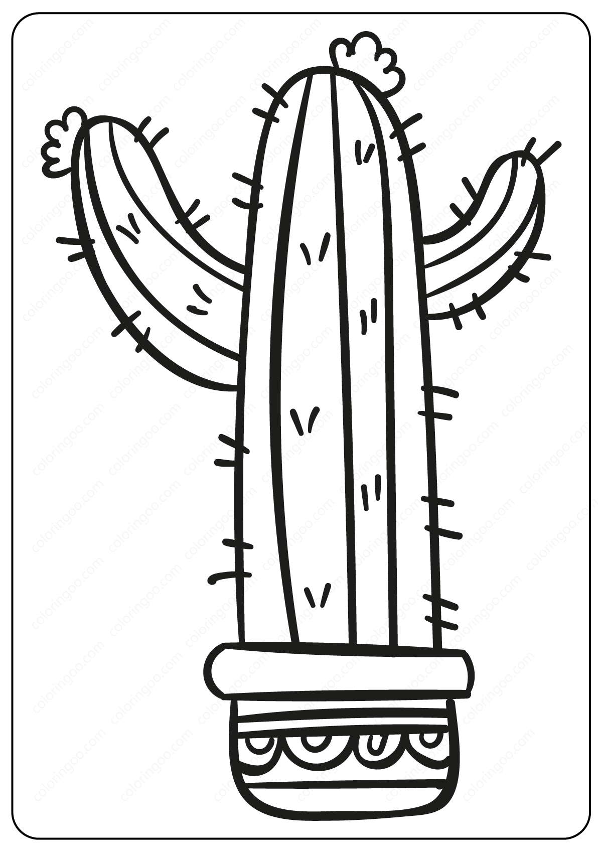 Cute Prickly Cactus Coloring Pages Book