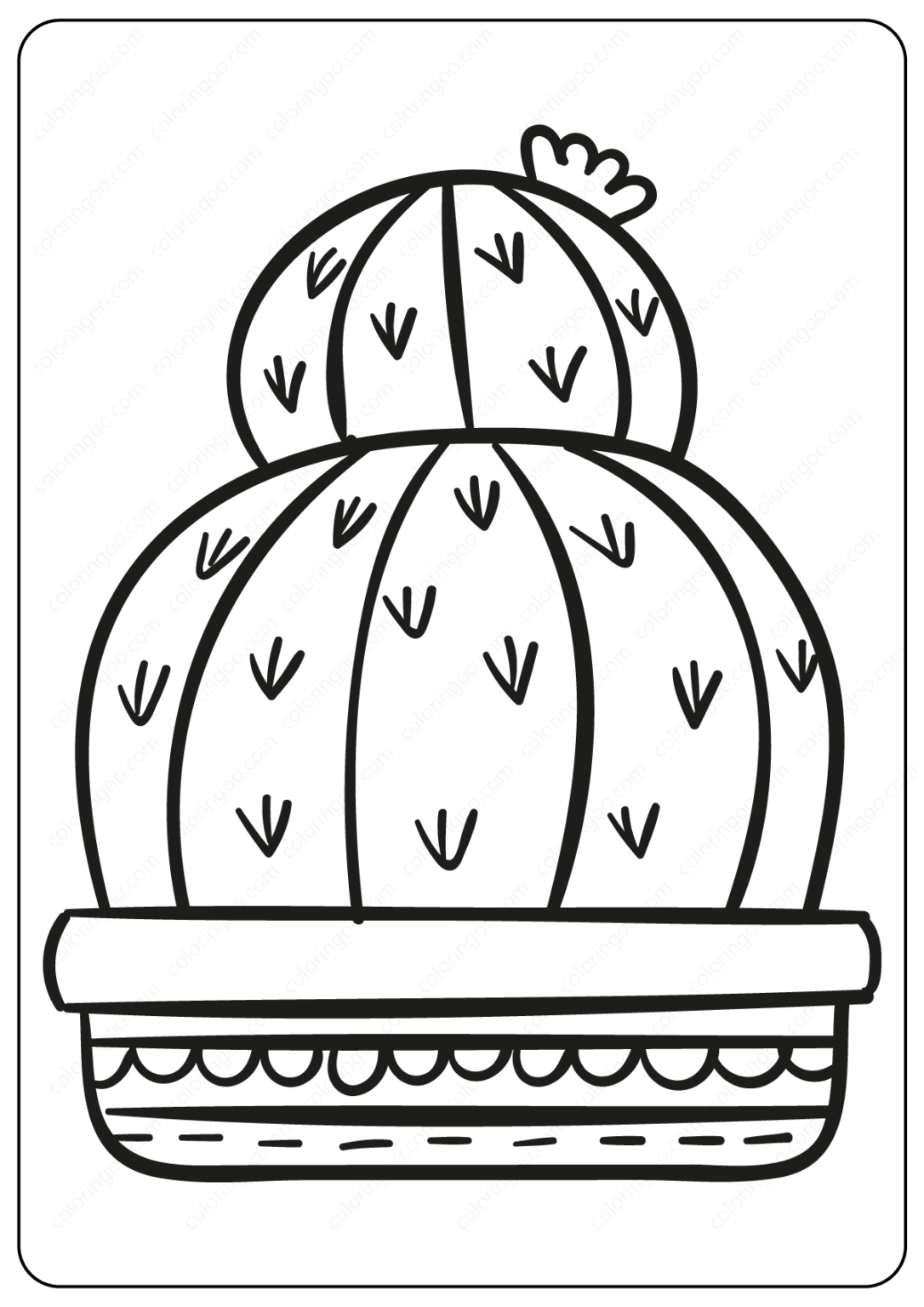 Cute Prickly Cactus Coloring Pages Book - Free Printable Coloring Pages