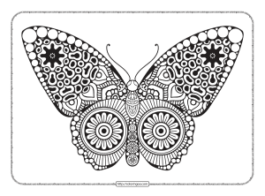 decorative butterfly mandala coloring page