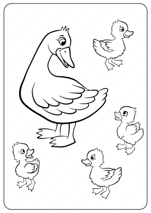 Duck Family Coloring Page for Kids