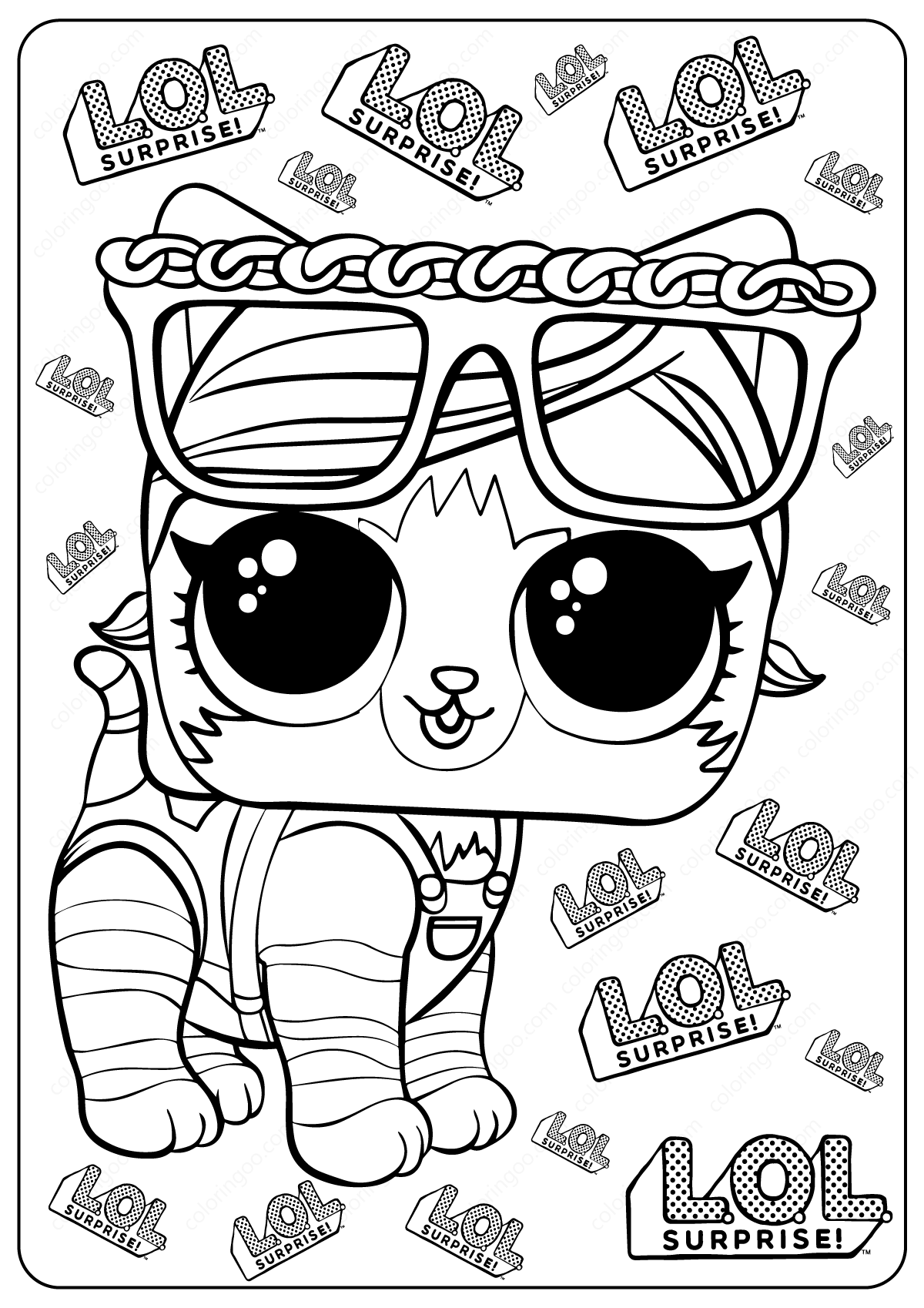 Printable LOL Surprise Shorty Kitty Coloring Pages