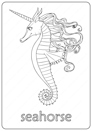 Printable Cute Seahorse Coloring Pages
