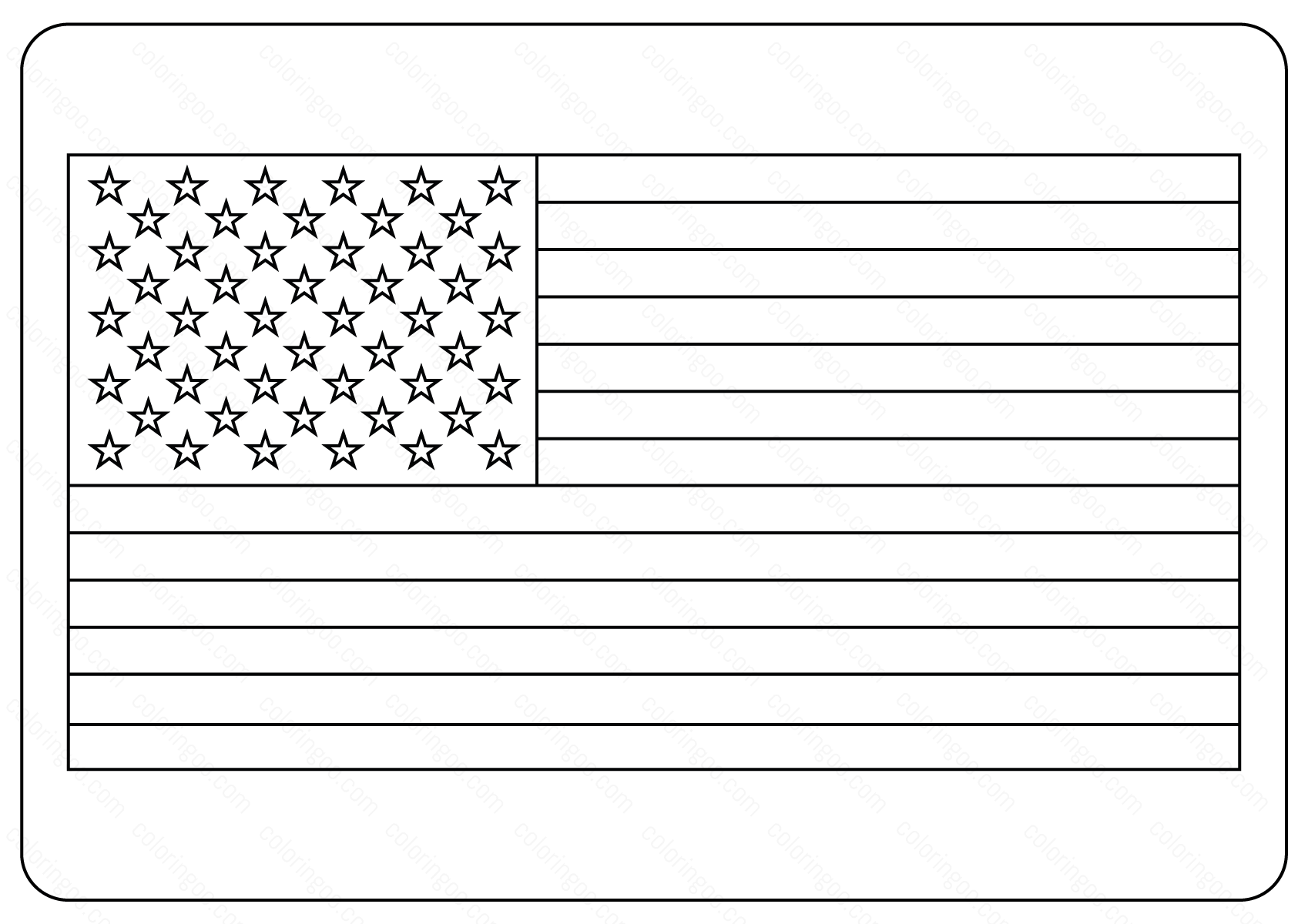 Free Printable Usa Flag Outlines Coloring Page Vector