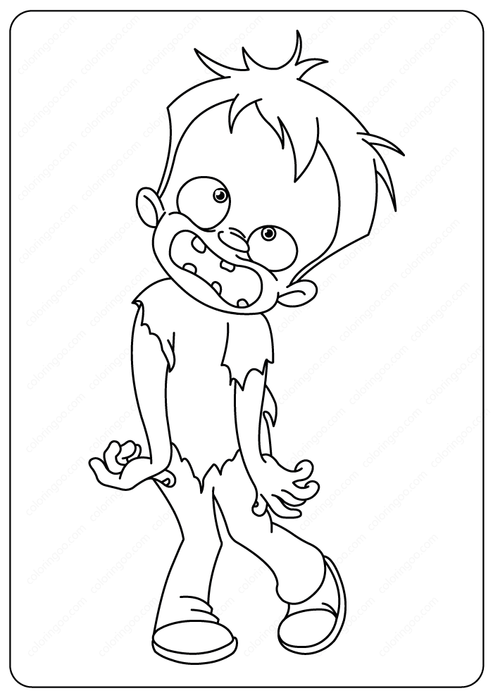 zombie kid coloring page