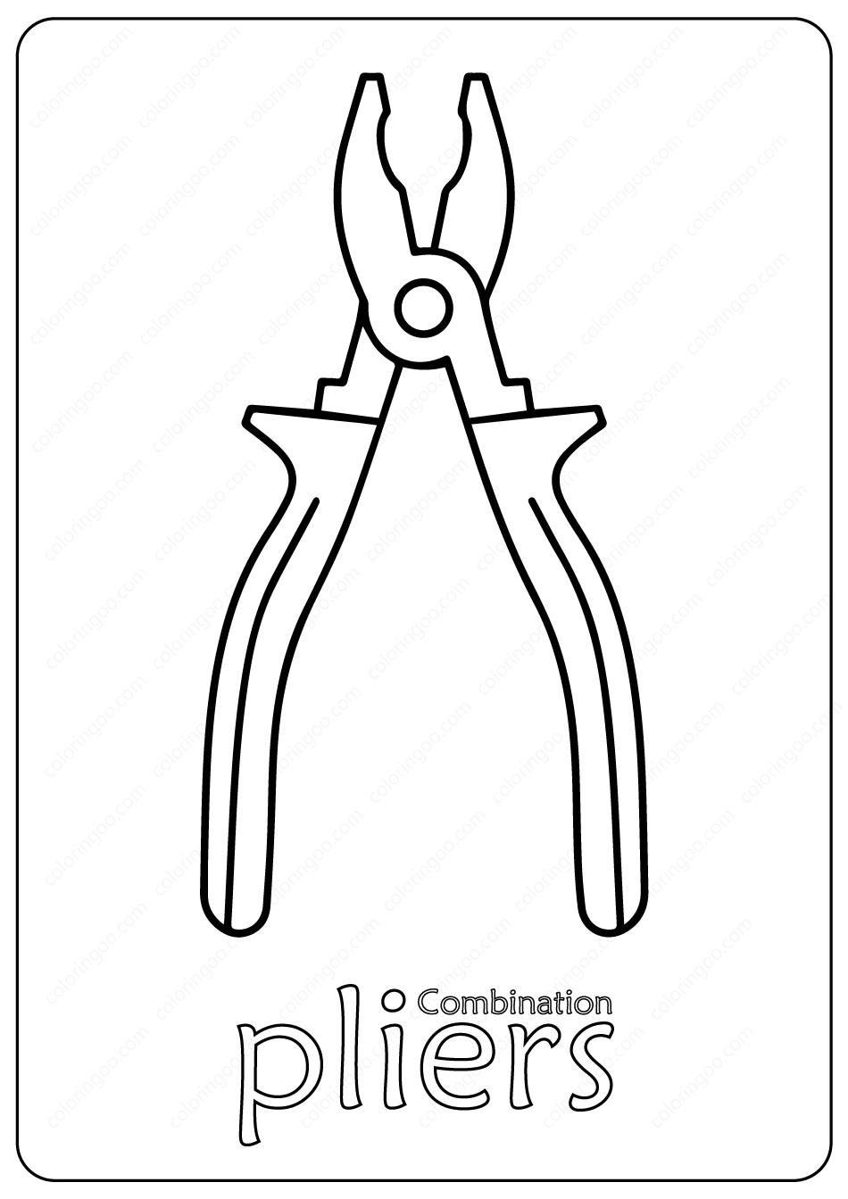 Free Printable Combination Pliers Outline Coloring Page