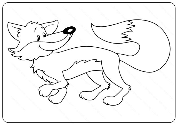 Printable Cute Fox Coloring Pages Outline
