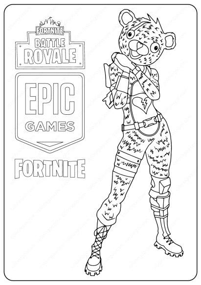 printable fortnite bear skin coloring page