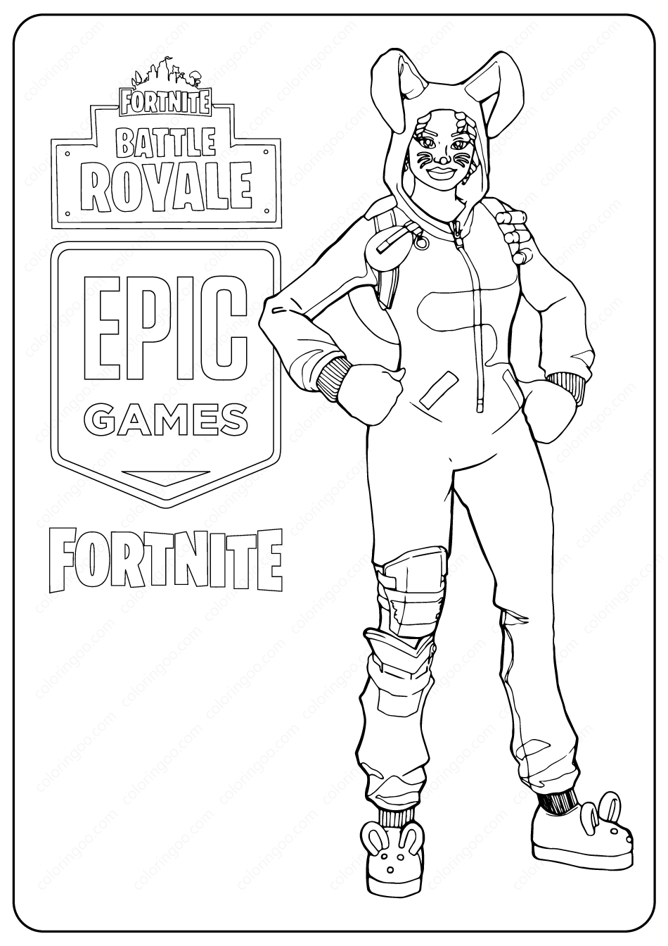 Free Printable Fortnite Bunny Brawler Skin Coloring Pages