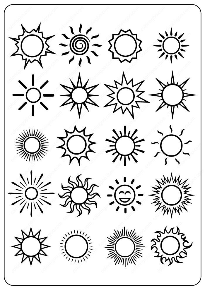 Free Printable Sun Outline Coloring Pages