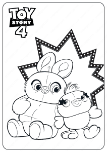 Toy Story 4 Ducky and Bunny PDF Coloring Pages