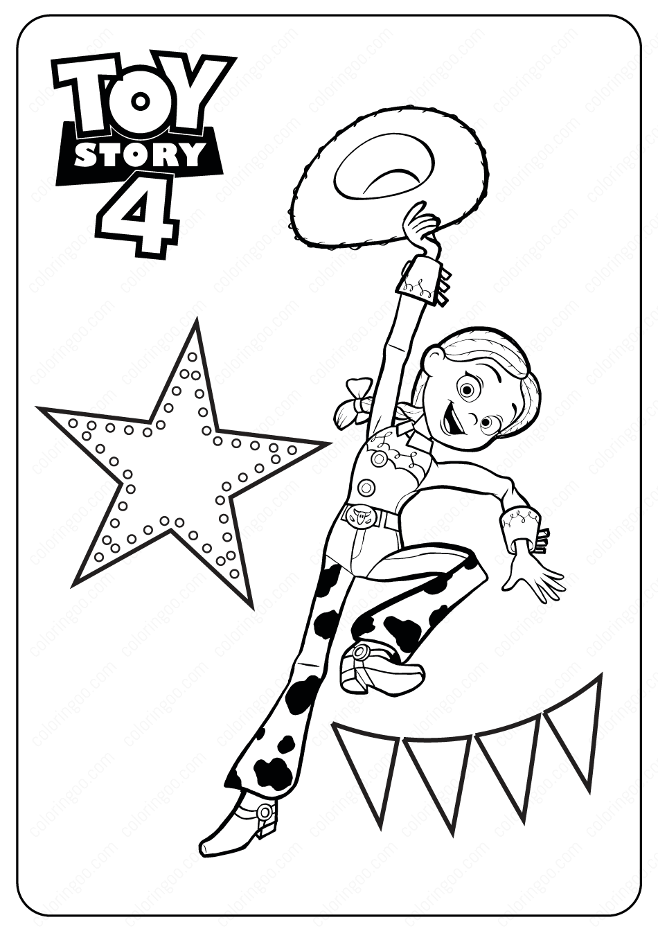 Free Printable Toy Story 4 Jessie PDF Coloring Pages