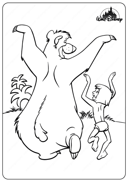 disney jungle book baloo mowgli coloring pages