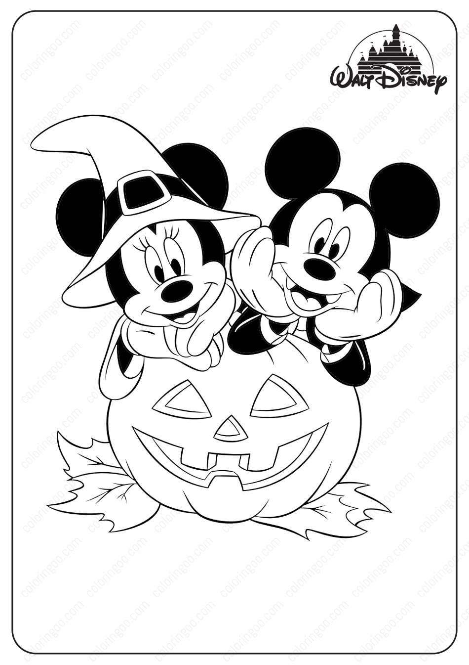 Disney Minnie & Mickey Halloween Coloring Pages