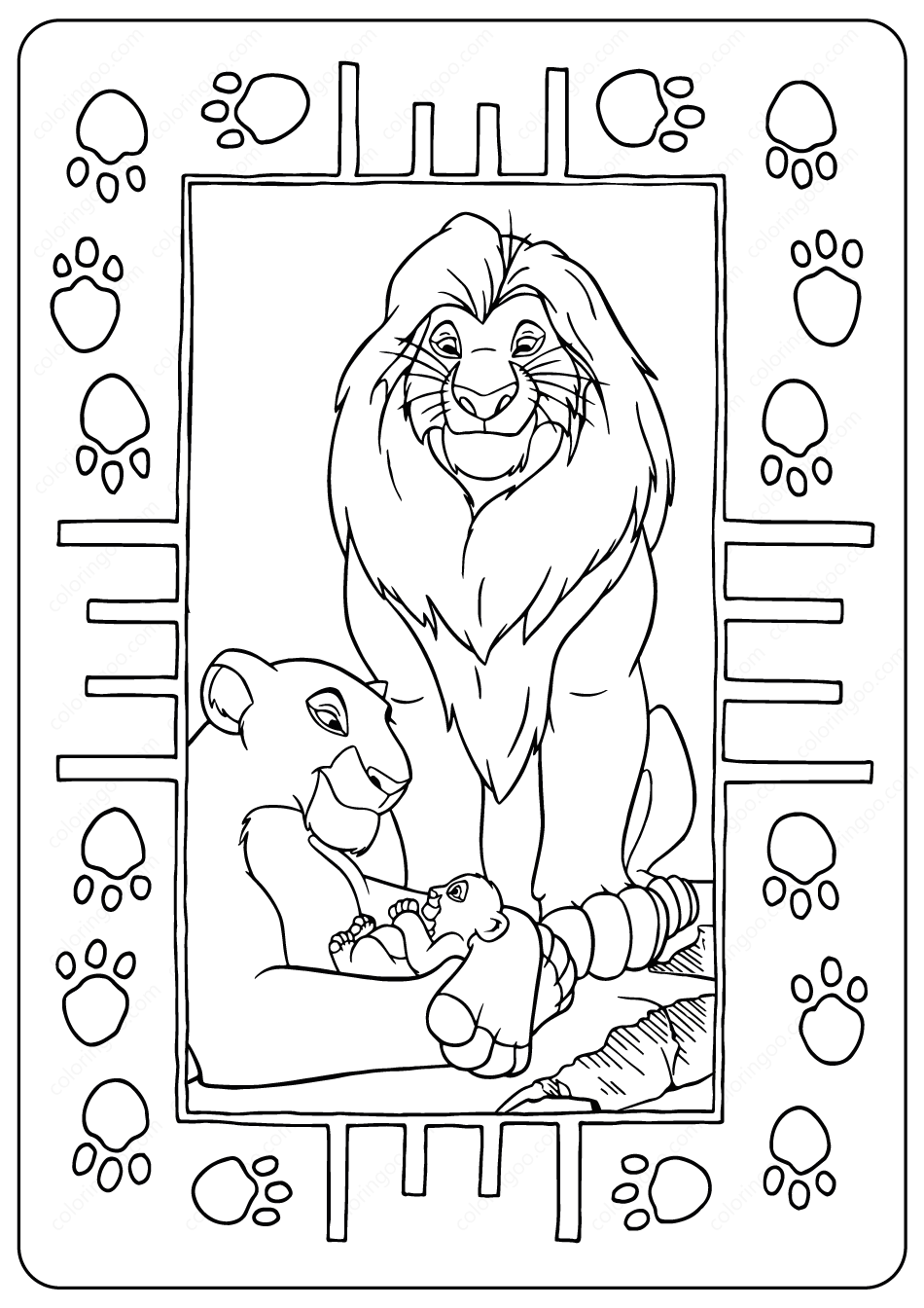 disney the lion king family coloring pages