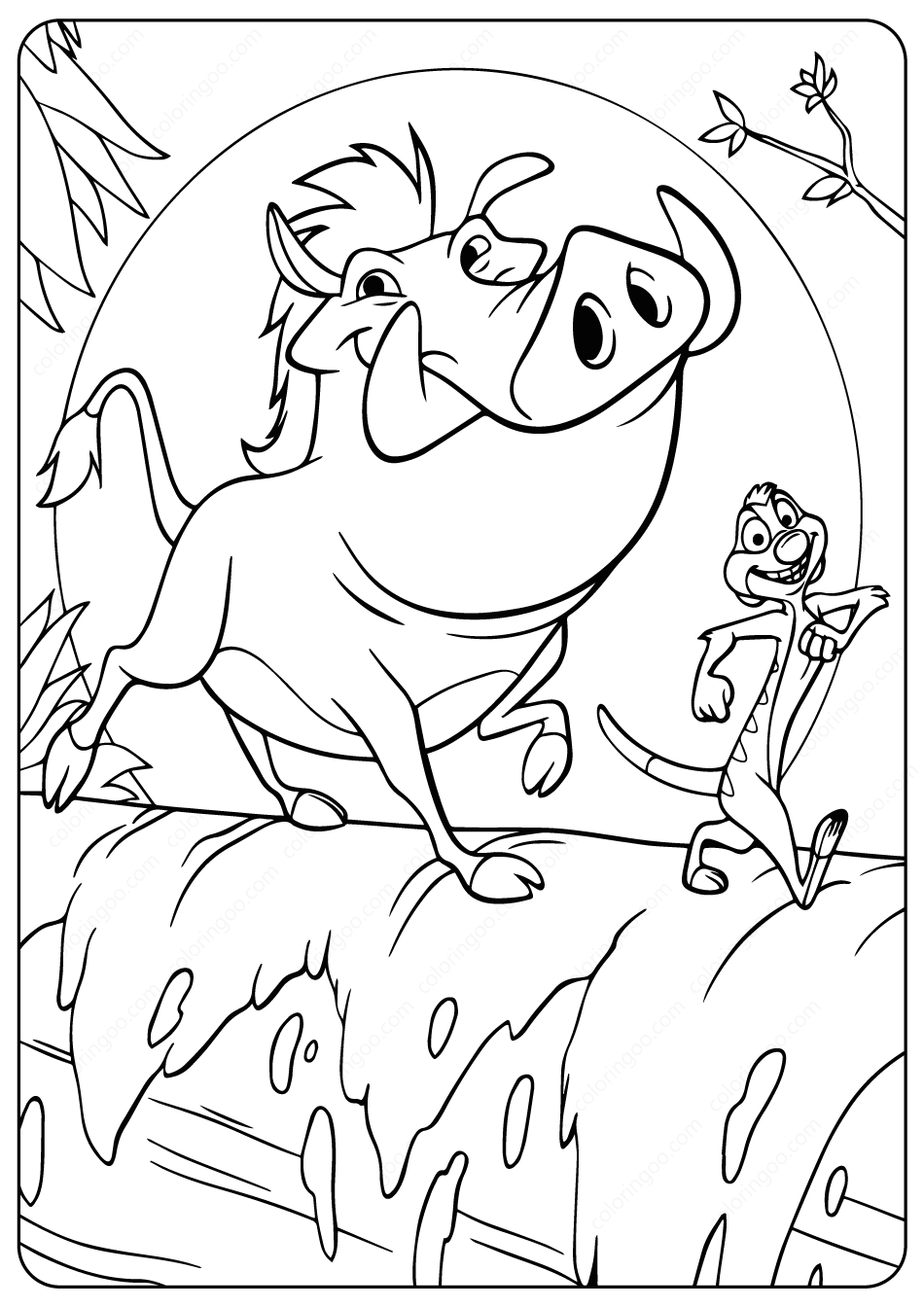 The Lion King Timon and Pumbaa Coloring Pages
