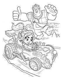 disney wreck it ralph vanellope racing coloring page e1580507065693