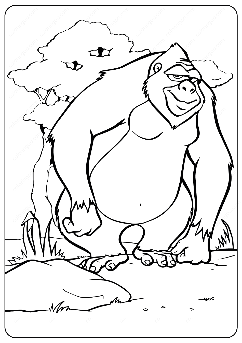 printable animals gorilla coloring pages