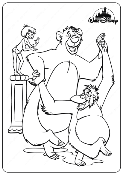 printable disney jungle book baloo coloring pages