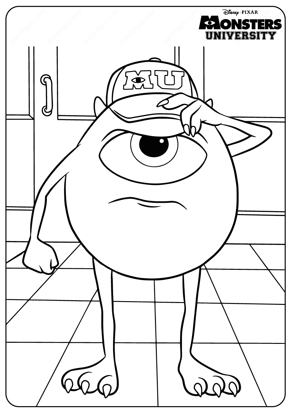 printable monsters university mike wazowski coloring pages