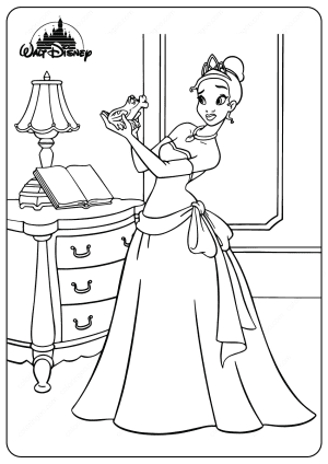 Printable Tiana and the Frog Coloring Pages