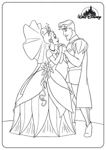 printable tiana and the prince coloring pages