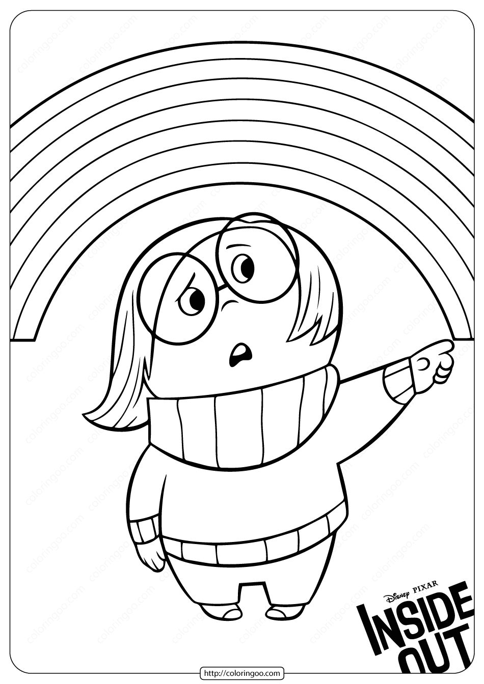 disney inside out sadness coloring page