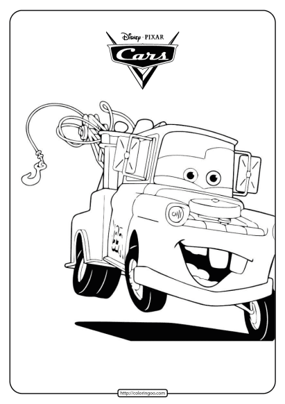 disney mater the tow truck cars coloring pages