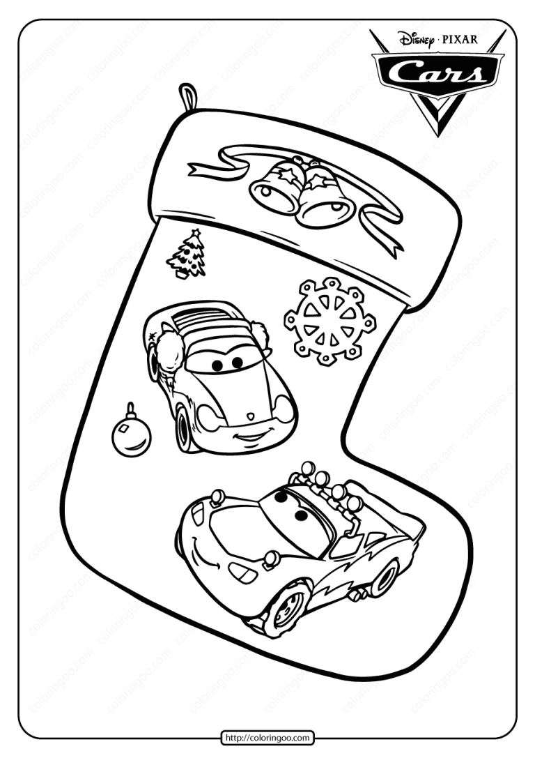 Disney Cars Christmas Stocking Coloring Pages - Free Printable Coloring