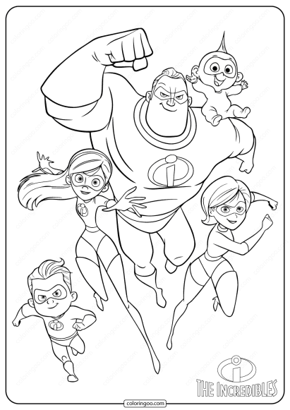 disney the incredibles family coloring pages