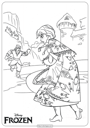Frozen Anna and Kristoff Coloring Page