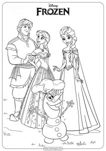 frozen anna elsa kristoff and olaf coloring page